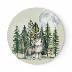 Baby wolf - Panneau rond plein