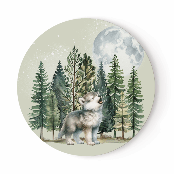 Baby wolf - Panneau rond plein