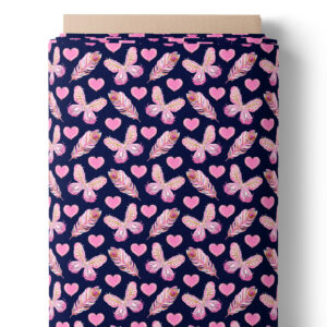 Papillons et plumes rose