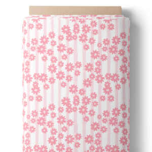 Fleurs roses sur rayures douces