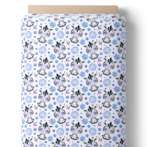 Zébreaux câlins et fleurs bleues