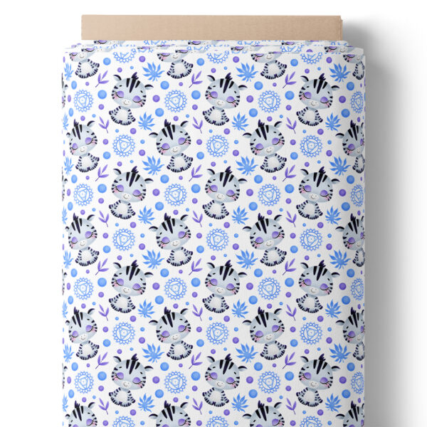Zébreaux câlins et fleurs bleues