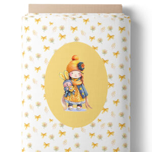 Fillette jaune et fleurs - Panneau central