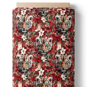 Tigres et fleurs rouge