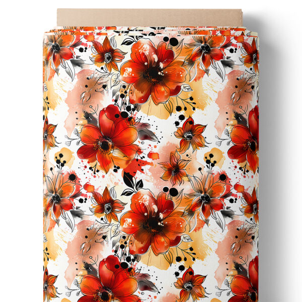Fleurs aquarelle - Orange (en stock)