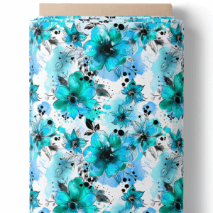 Fleurs aquarelle - Turquoise