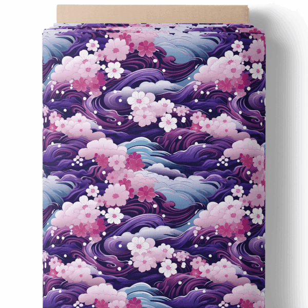 Fleurs de cerisier sur flots violets (en stock)
