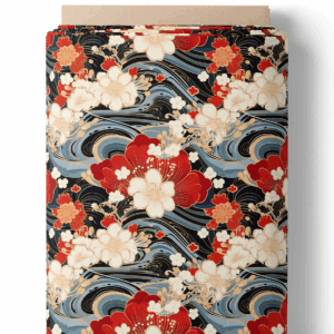Fleurs sur vagues japonaises