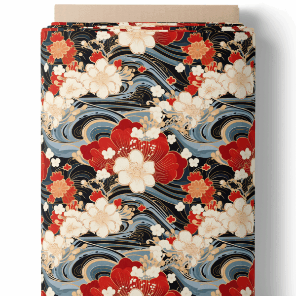 Fleurs sur vagues japonaises