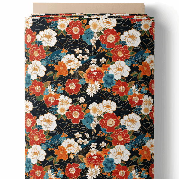 Bouquet japonais sur fond noir
