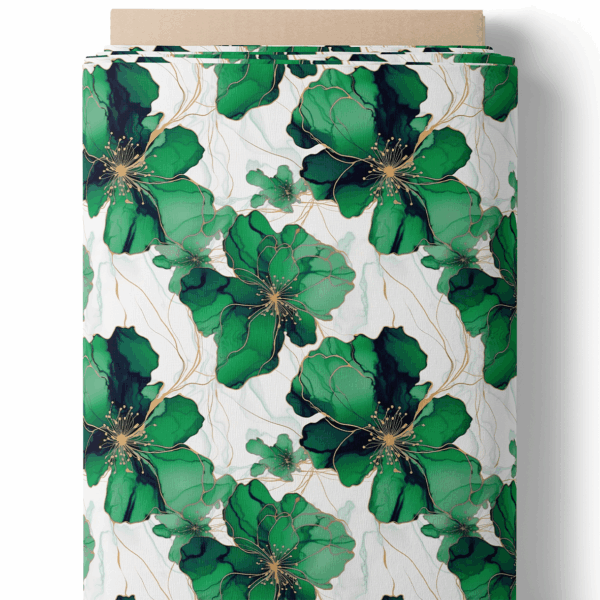 Fleurs aquarelle - Vert émeraude