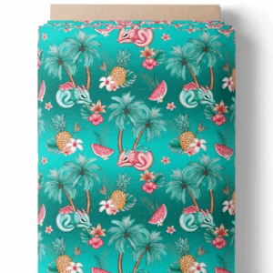 Dragon tropical sur fond turquoise