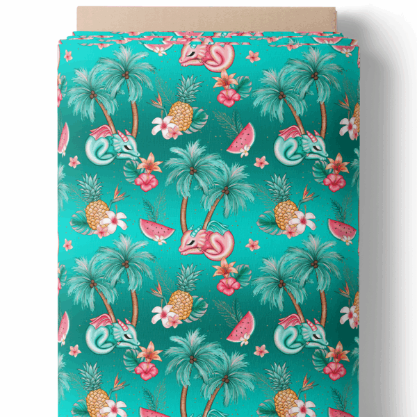 Dragon tropical sur fond turquoise