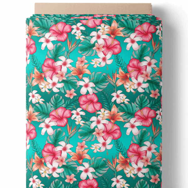 Explosion de fleurs tropicales turquoise