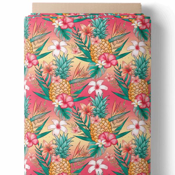 Ananas et fleurs en coucher de soleil