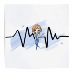 Médicale - Fille bleu cheveux lâchés - Panneau central