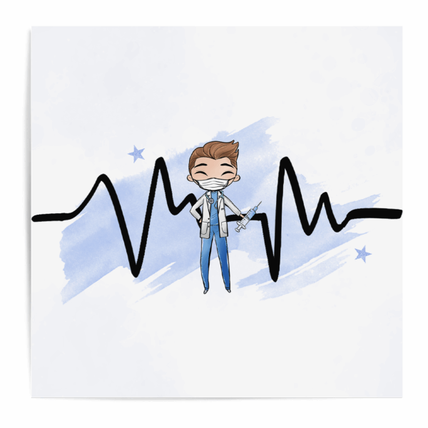 Médicale - Garçon bleu châtain - Panneau central