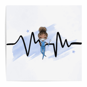 Médicale - Fille bleu chignon - Panneau central