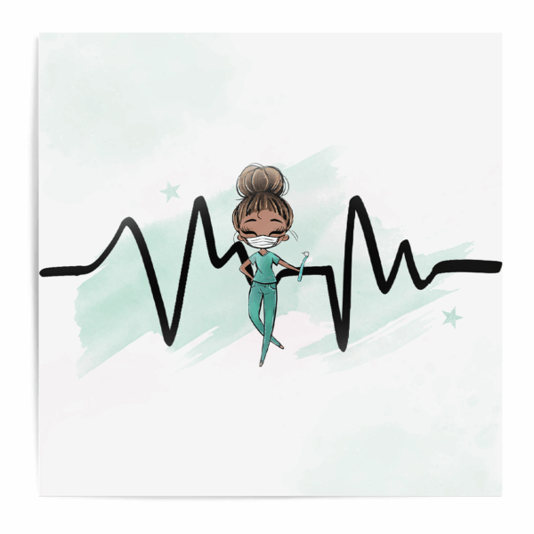 Médicale - Fille vert chignon - Panneau central