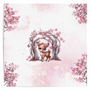 Pink woodland - Panneau central - Biche