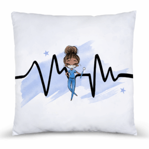 Médicale - Fille bleu chignon - Panneau remplis/coussin