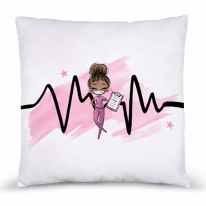 Médicale - Fille rose chignon - Panneau remplis/coussin