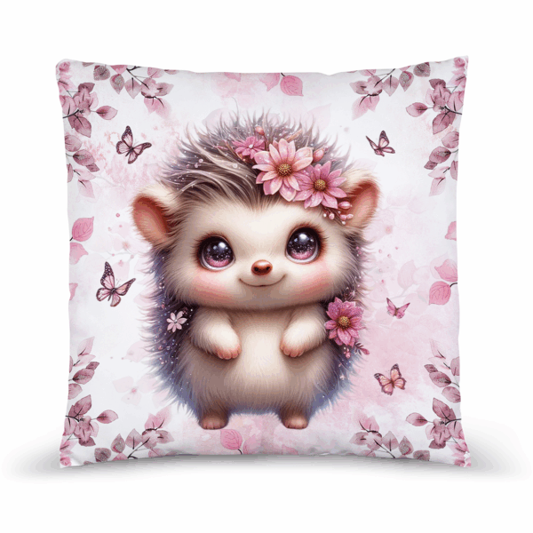 Pink woodland - Panneau remplis/coussin - Hérisson