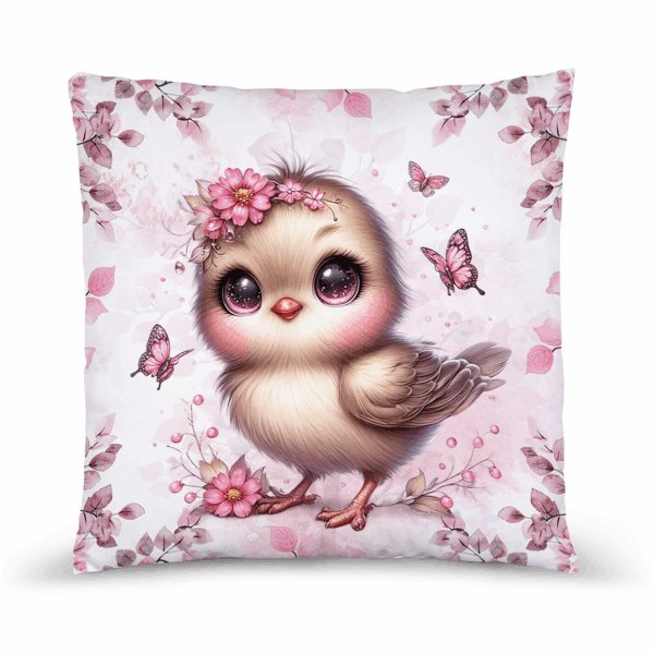 Pink woodland - Panneau remplis/coussin - Oiseau
