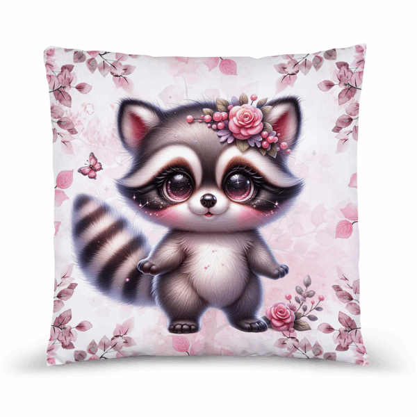 Pink woodland - Panneau remplis/coussin - Raton laveur