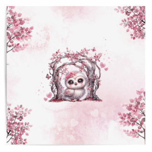 Pink woodland - Panneau central - Hibou (en stock)