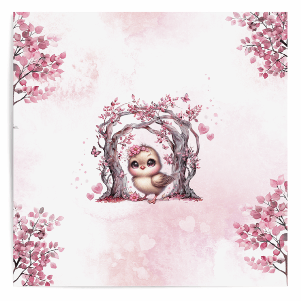 Pink woodland - Panneau central - Oiseau