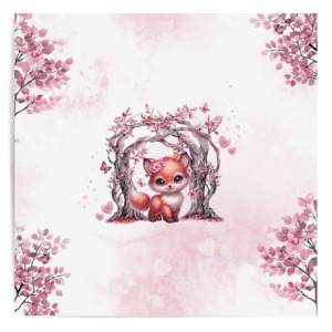 Pink woodland - Panneau central - Renarde (en stock)