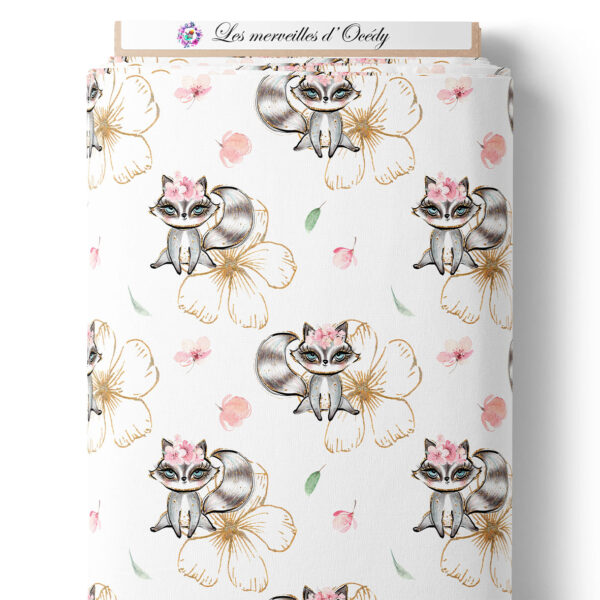 Renarde rose et fleurs dorées – Image 2