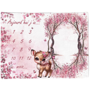 Pink woodland - Panneau étape/mois 75x100 - Biche