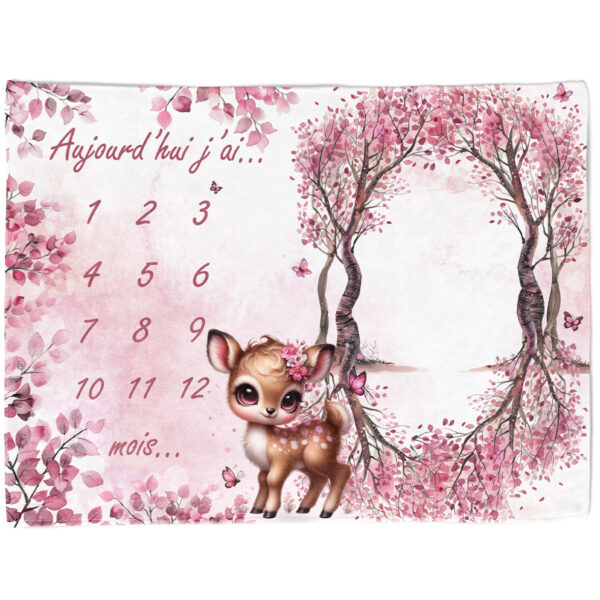Pink woodland - Panneau étape/mois 75x100 - Biche