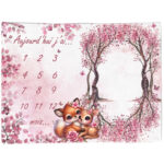 Pink woodland - Panneau étape/mois 75x100 - Câlin