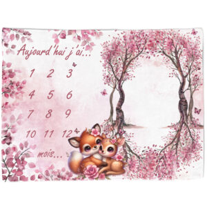 Pink woodland - Panneau étape/mois 75x100 - Câlin