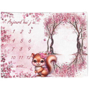Pink woodland - Panneau étape/mois 75x100 - Écureuil