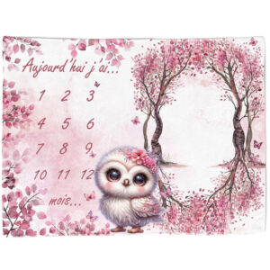 Pink woodland - Panneau étape/mois 75x100 - Hibou