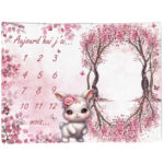 Pink woodland - Panneau étape/mois 75x100 - Lapin