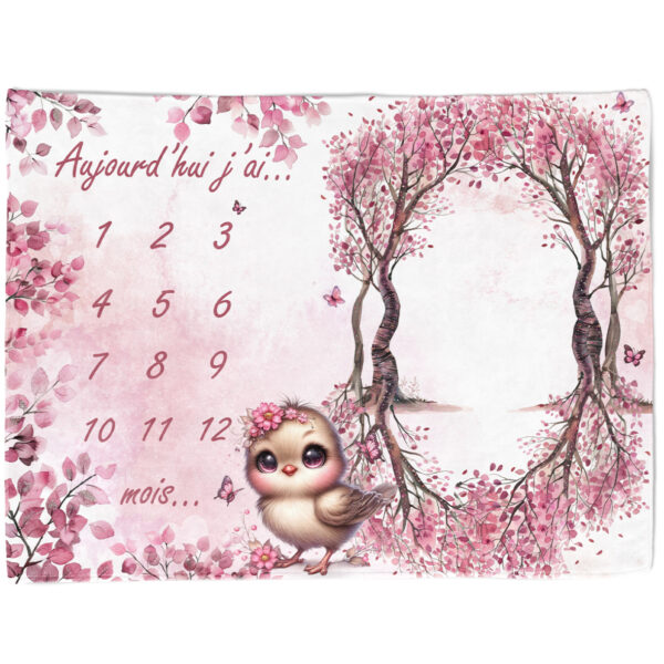 Pink woodland - Panneau étape/mois 75x100 - Oiseau