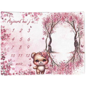 Pink woodland - Panneau étape/mois 75x100 - Ours