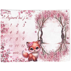 Pink woodland - Panneau étape/mois 75x100 - Renarde