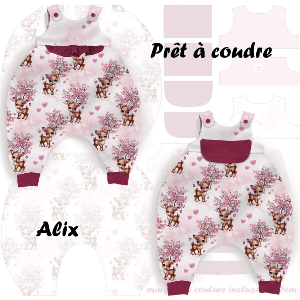 Pink woodland - Prêt à coudre Alix - Biche