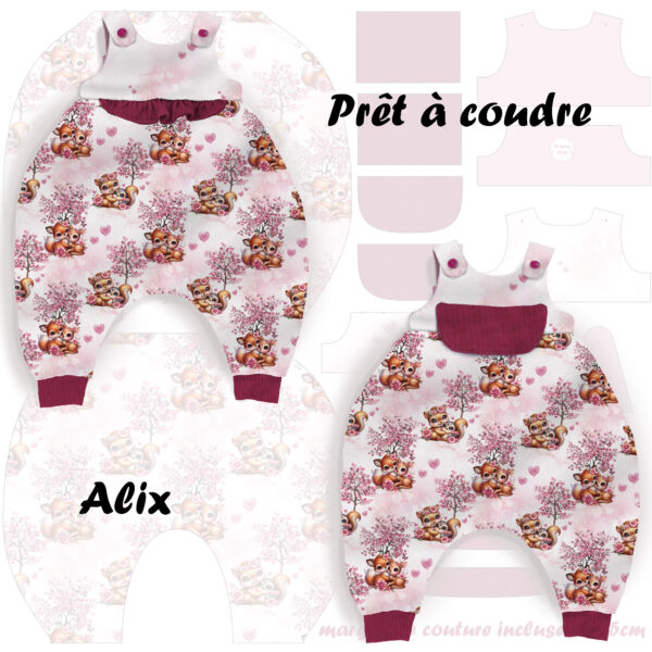 Pink woodland - Prêt à coudre Alix - Câlin