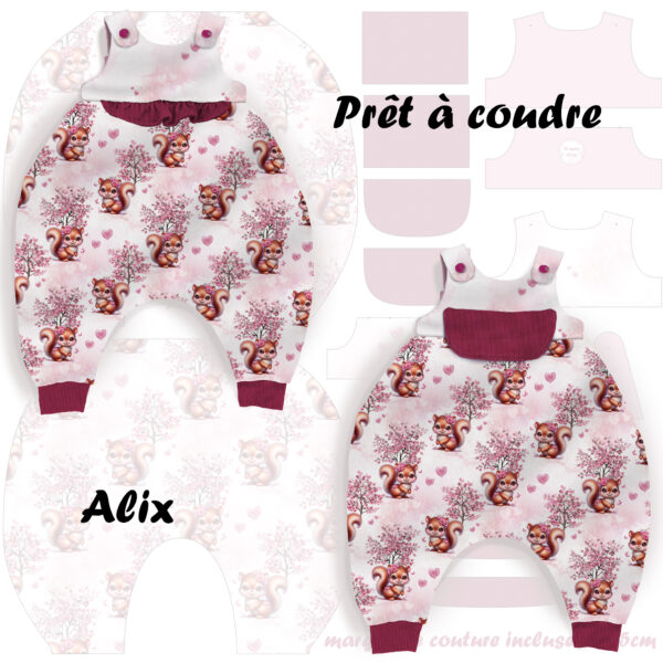 Pink woodland - Prêt à coudre Alix - Écureuil