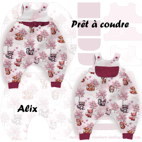Pink woodland - Prêt à coudre Alix - Full animaux