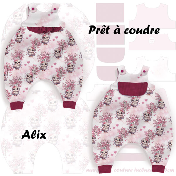 Pink woodland - Prêt à coudre Alix - Hibou