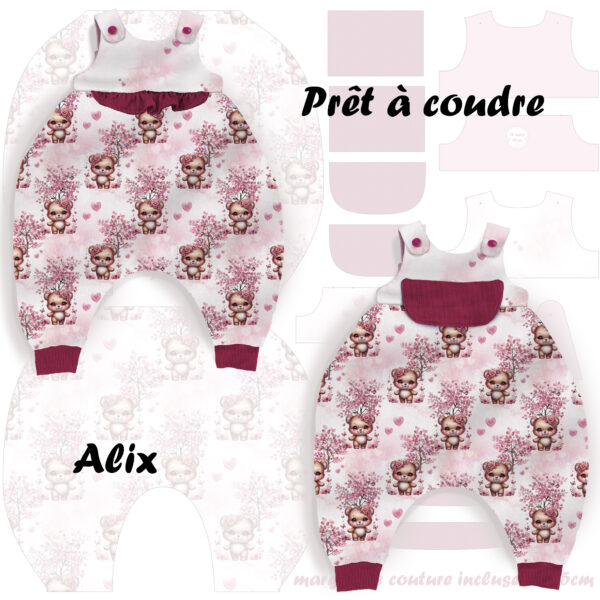 Pink woodland - Prêt à coudre Alix - Ours