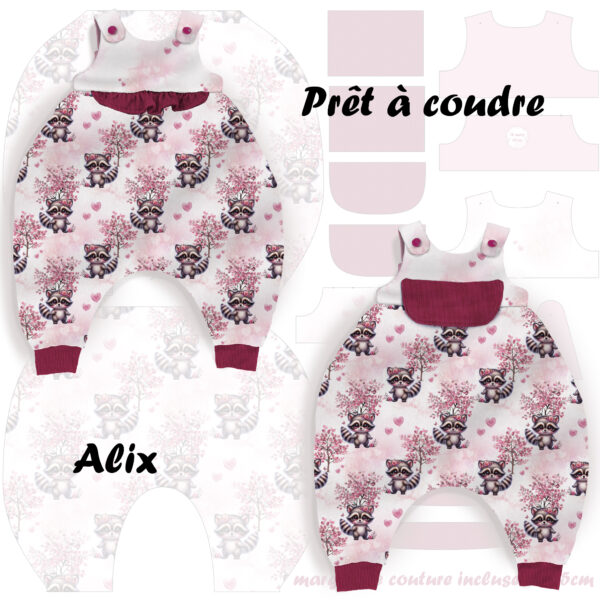 Pink woodland - Prêt à coudre Alix - Raton laveur